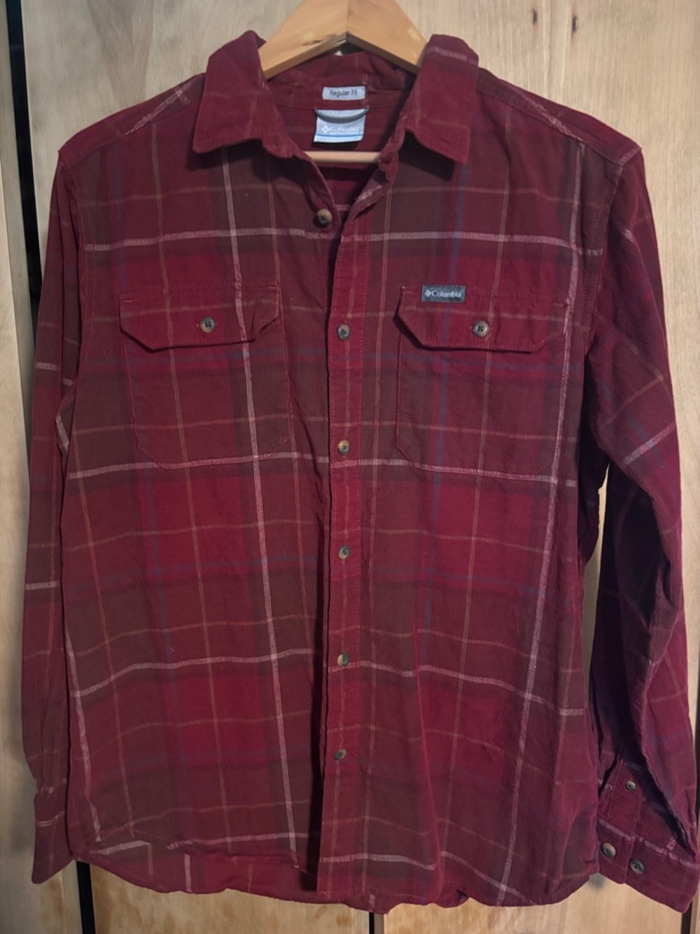 Columbia Burgundy Plaid Long-Sleeve Button Shirt